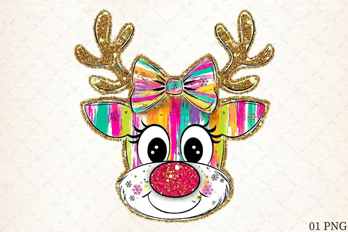 Colorful Coquette Glitter Reindeer P, a Graphic by Libby Wishes (Photo 1 of 6)