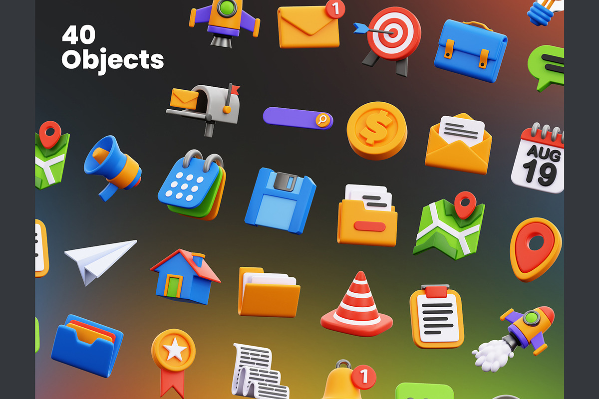 UI KIT Elements 3D Icons, an Object 3D Model by Rakata Studio (Photo 5 of 7)