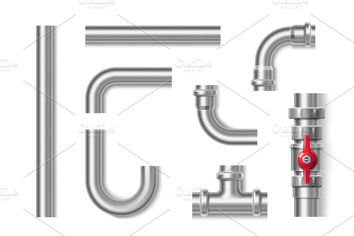Industrial stainless steel pipeline, an Illustration by art PVP - market
