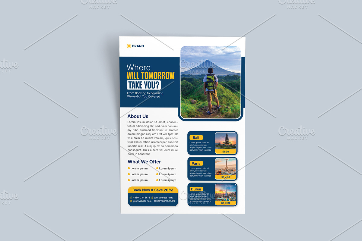 Modern Travel Agency Flyer Template, a Flyer Template by vectorlnk (Photo 4 of 4)