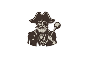 Old Man Pirate Tricorn Head Logo, a Branding & Logo Template by funpixel