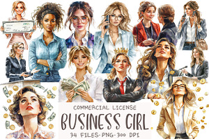 Watercolor Business Girl Clipart, an Illustration by OK Design