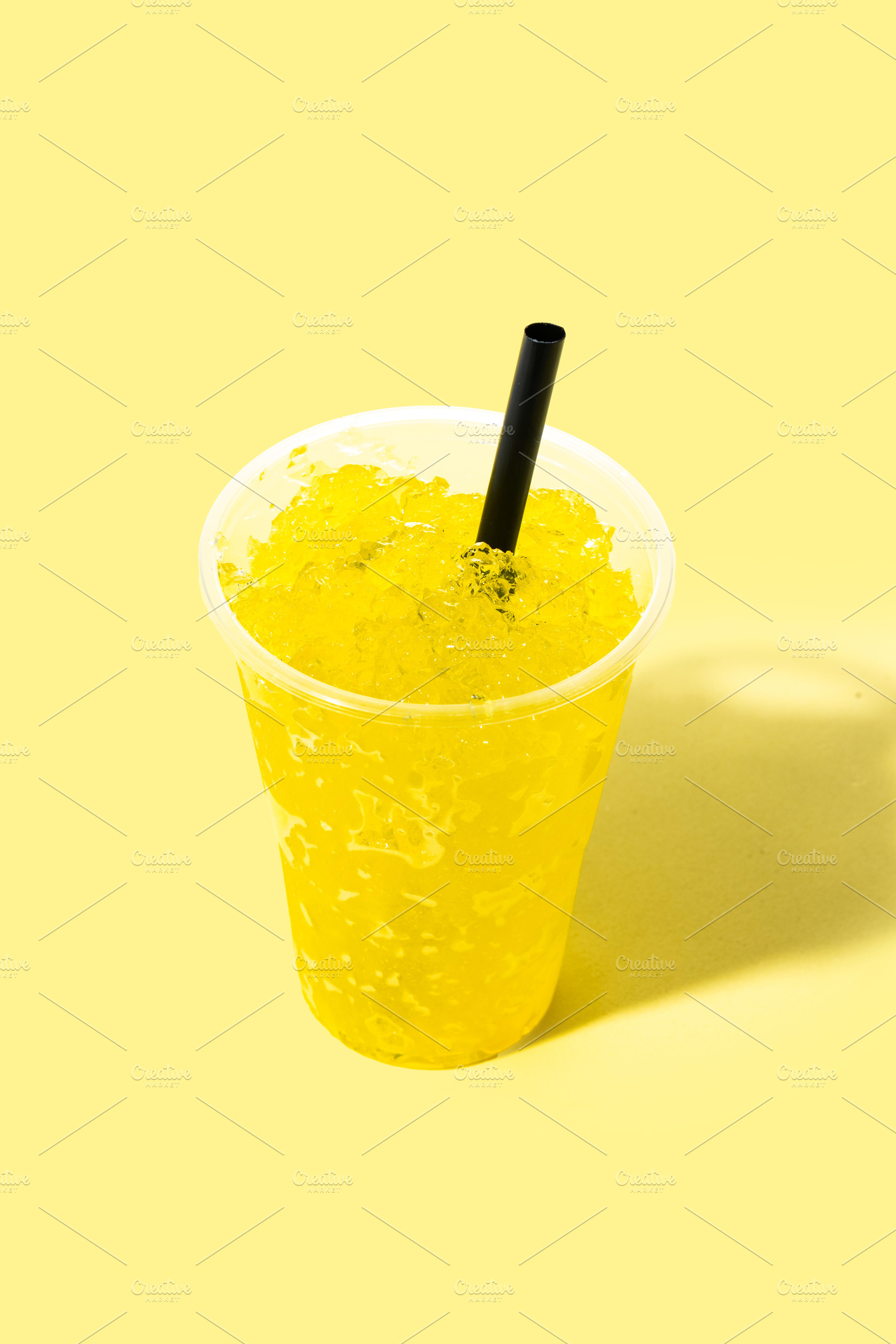 Yellow Slushie Drink in Plastic Cup, a Photo by etorres69