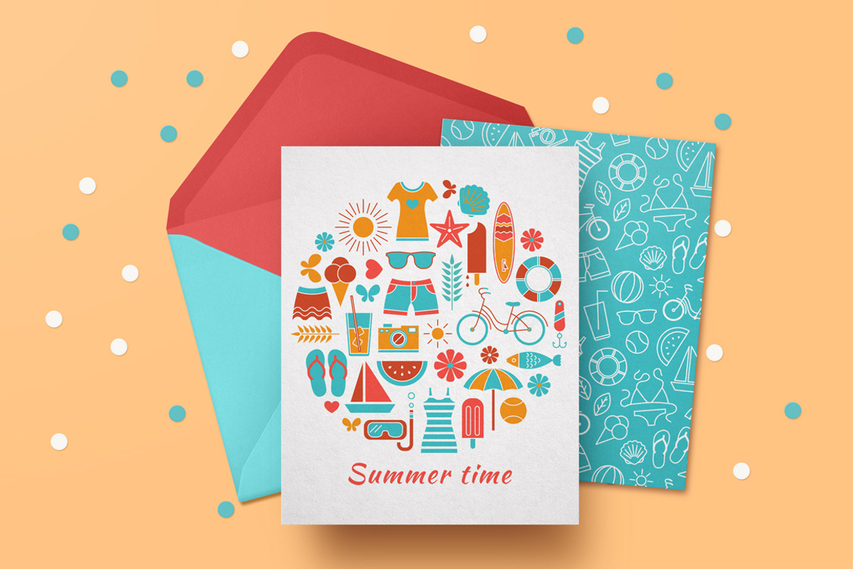 Summer vacation card and pattern, a Pattern Graphic by tetiana.svirska (Photo 1 of 7)