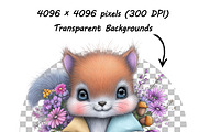 Whimsical Floral Animal Clipart Set, an Illustration by one-touch (Thumbnail 14 of 16)