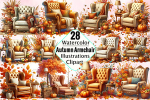 Autumn Armchair Sublimation Clipart, an Illustration by SVGArt