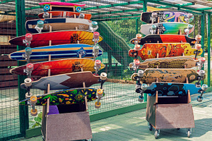 Longboards and skateboards for rent, a Sports & Recreation Photo by BOOCYS