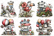 Whimsical Summer Singpost Clipart, an Illustration by Black Bird Studio (Thumbnail 4 of 5)