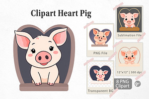 Clipart Heart Pig, a Graphic by Artnoy