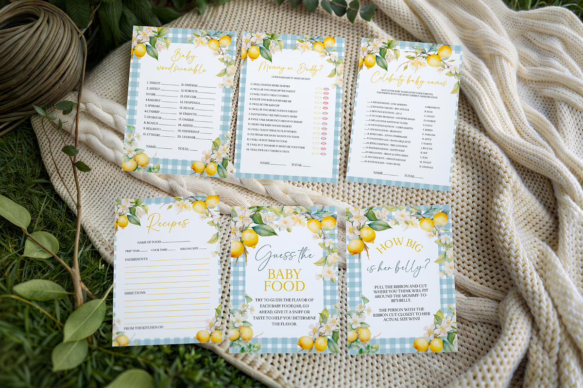 Lemon Baby Shower Games Pack, a Card Template by Digital_Mind (Photo 6 of 6)
