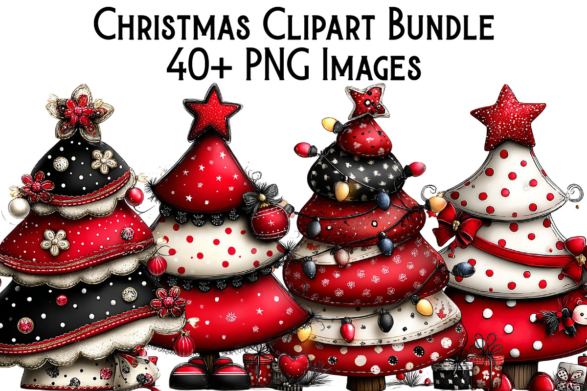 Christmas Tree Clipart Bundle, an Illustration by Pixels.Craft (Photo 1 of 6)