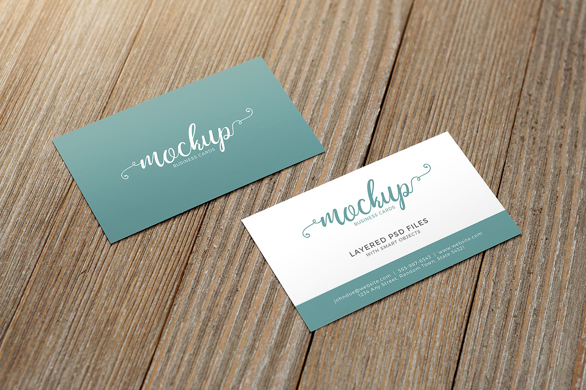 Business Card Mockup Pack on Wood, a Print Template by Haynie Design Co. (Photo 3 of 5)