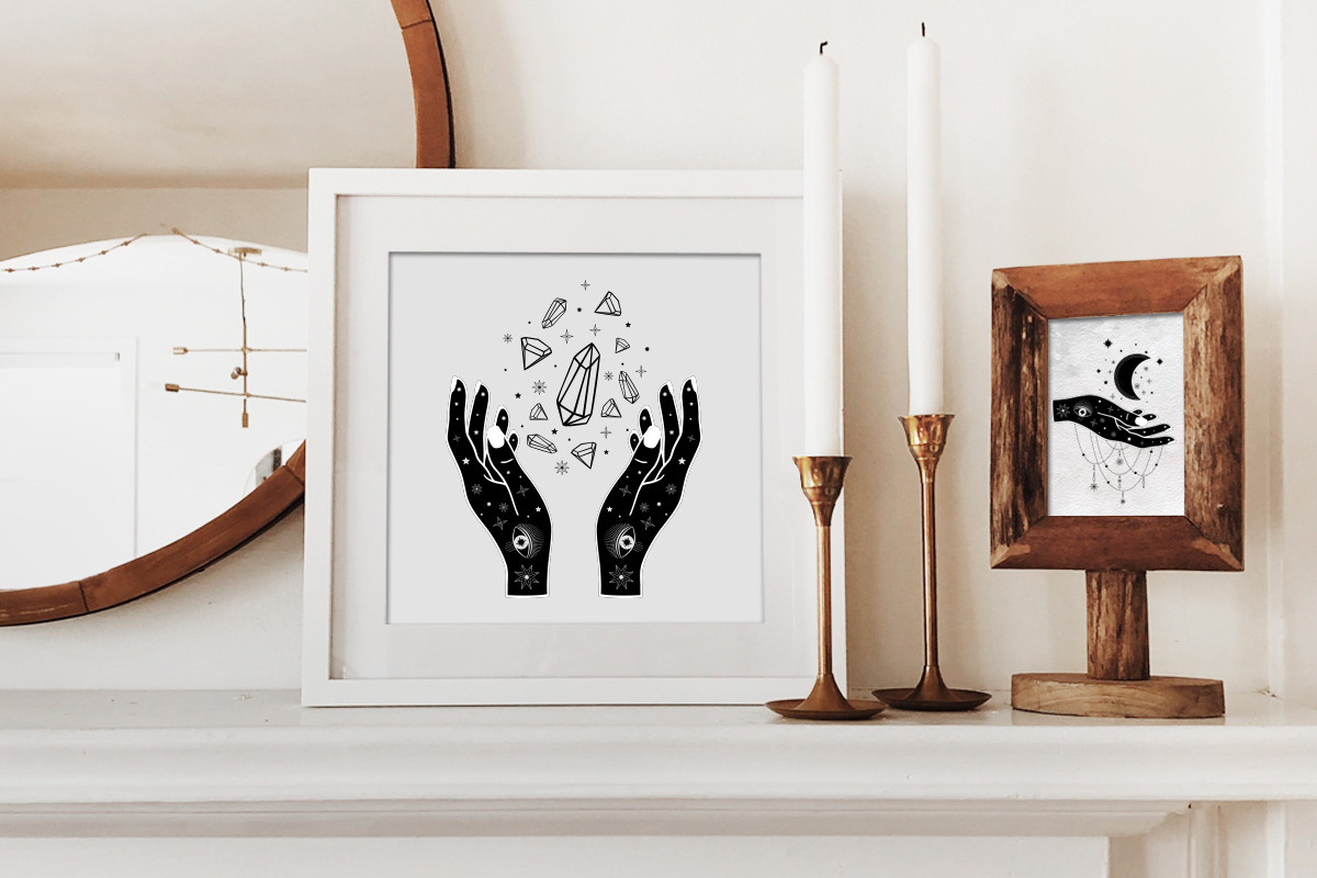 Sun, Moon, Sunbursts, Women's hands, an Object Illustration by Diana Kovach (Photo 6 of 9)