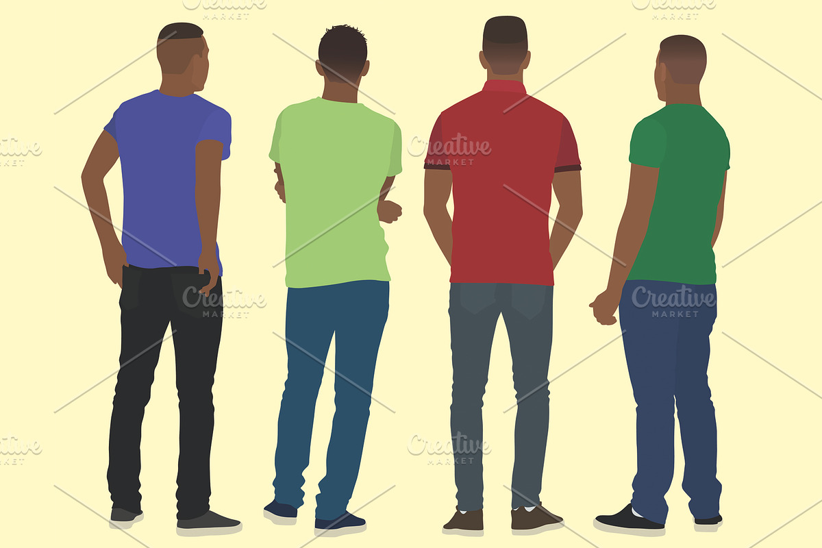 Young Black Men View From Back, an Illustration by Ellegant Media