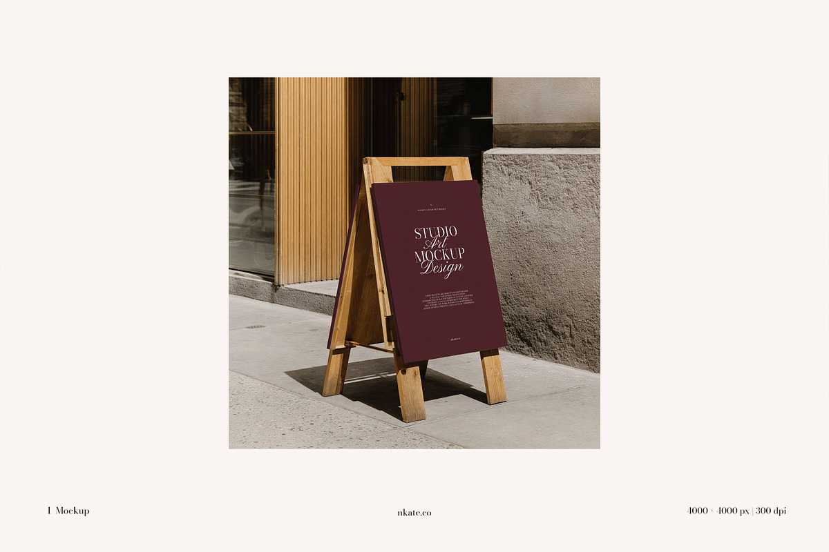 A1 Wooden A-Frame Sign Mockup, an Advertising Mockup by nkate (Photo 4 of 4)