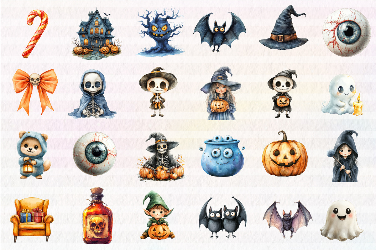 Watercolor Halloween Clipart, an Illustration by CreationArt (Photo 2 of 5)