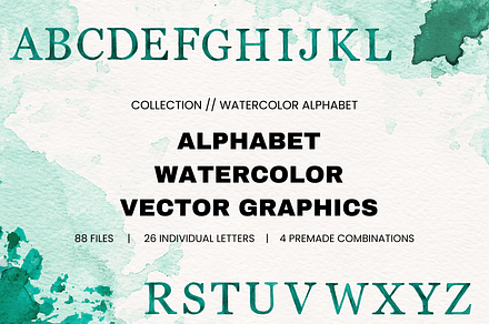 Alphabet Watercolor Vector Graphics