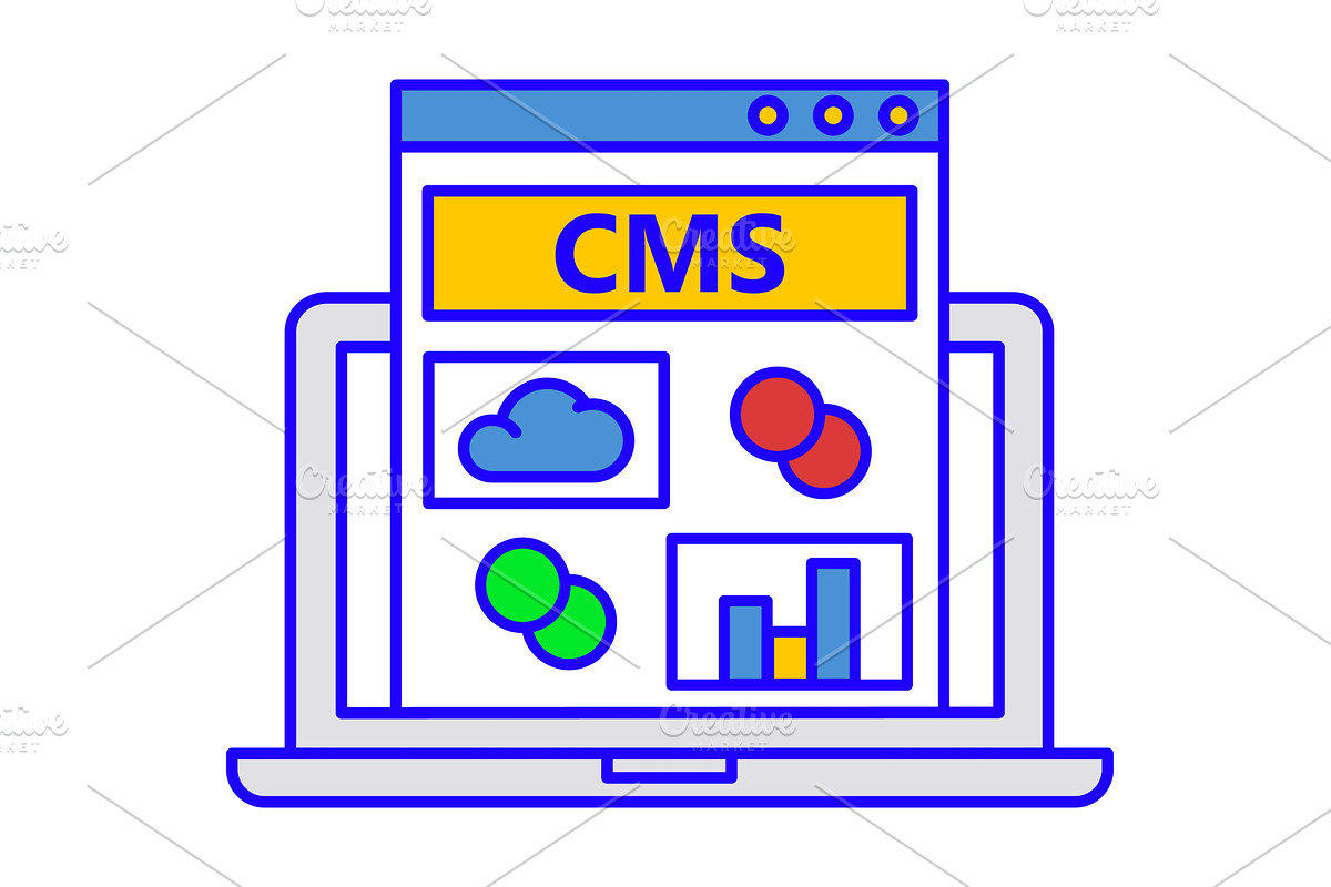 CMS flat icon, conversion vector, a Technology Illustration by Sky Pics ...