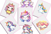 Kawaii Unicorn Stickers Clipart, an Illustration by Creative Art (Thumbnail 4 of 9)