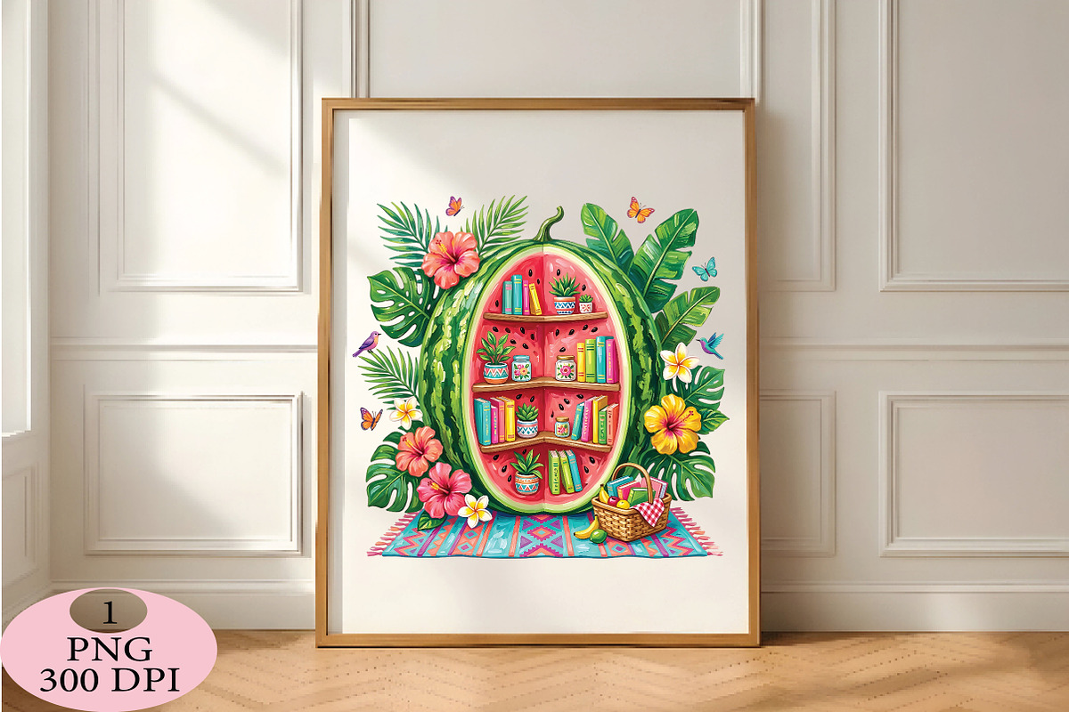 Summer Watermelon Library PNG, a Seasonal Illustration by Daily.Designs (Photo 5 of 5)