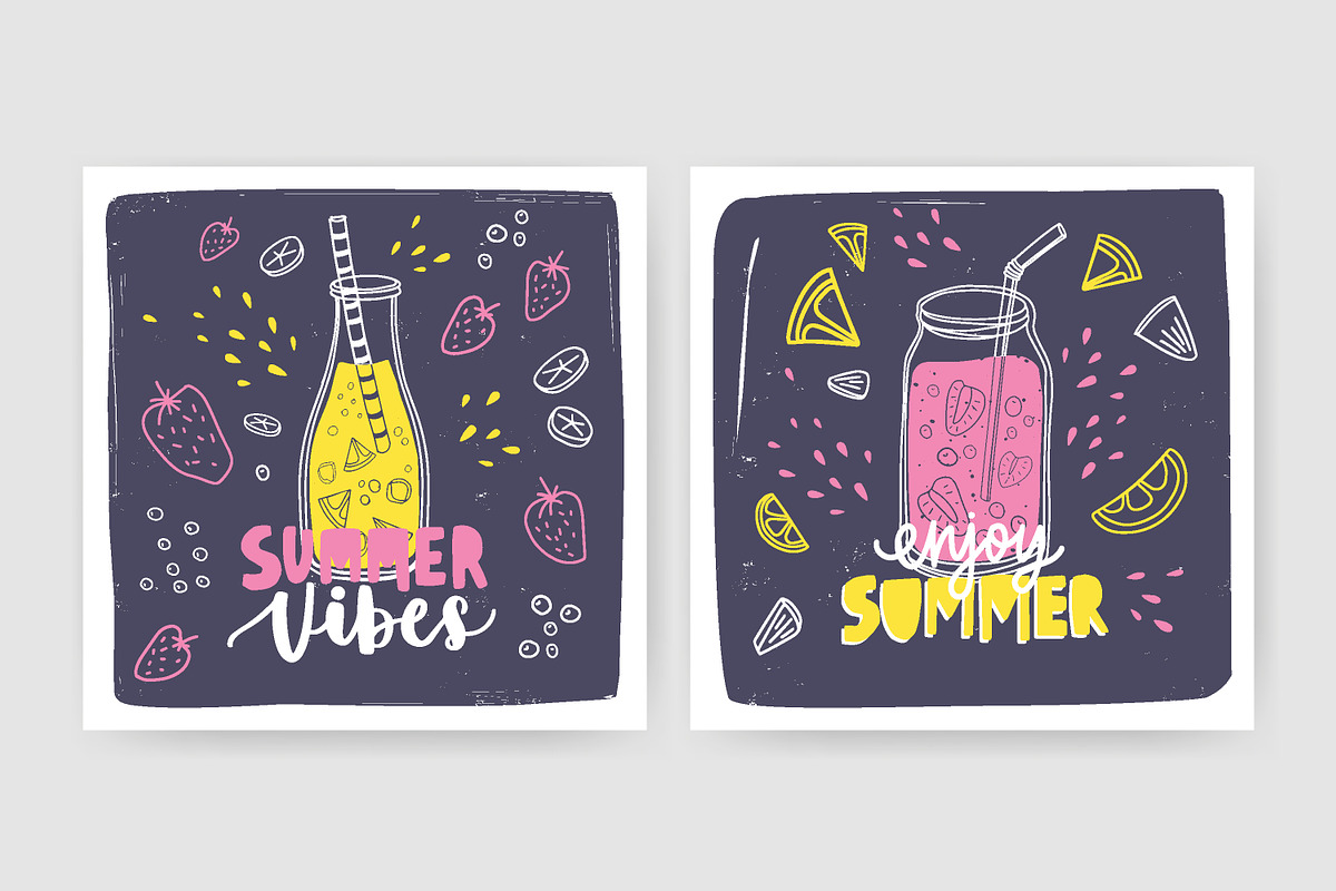 Smoothie drinks set + backgrounds, a Food Illustration by Good Studio (Photo 8 of 25)
