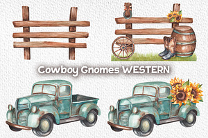 Cowboy Gnomes Western Watercolor Png