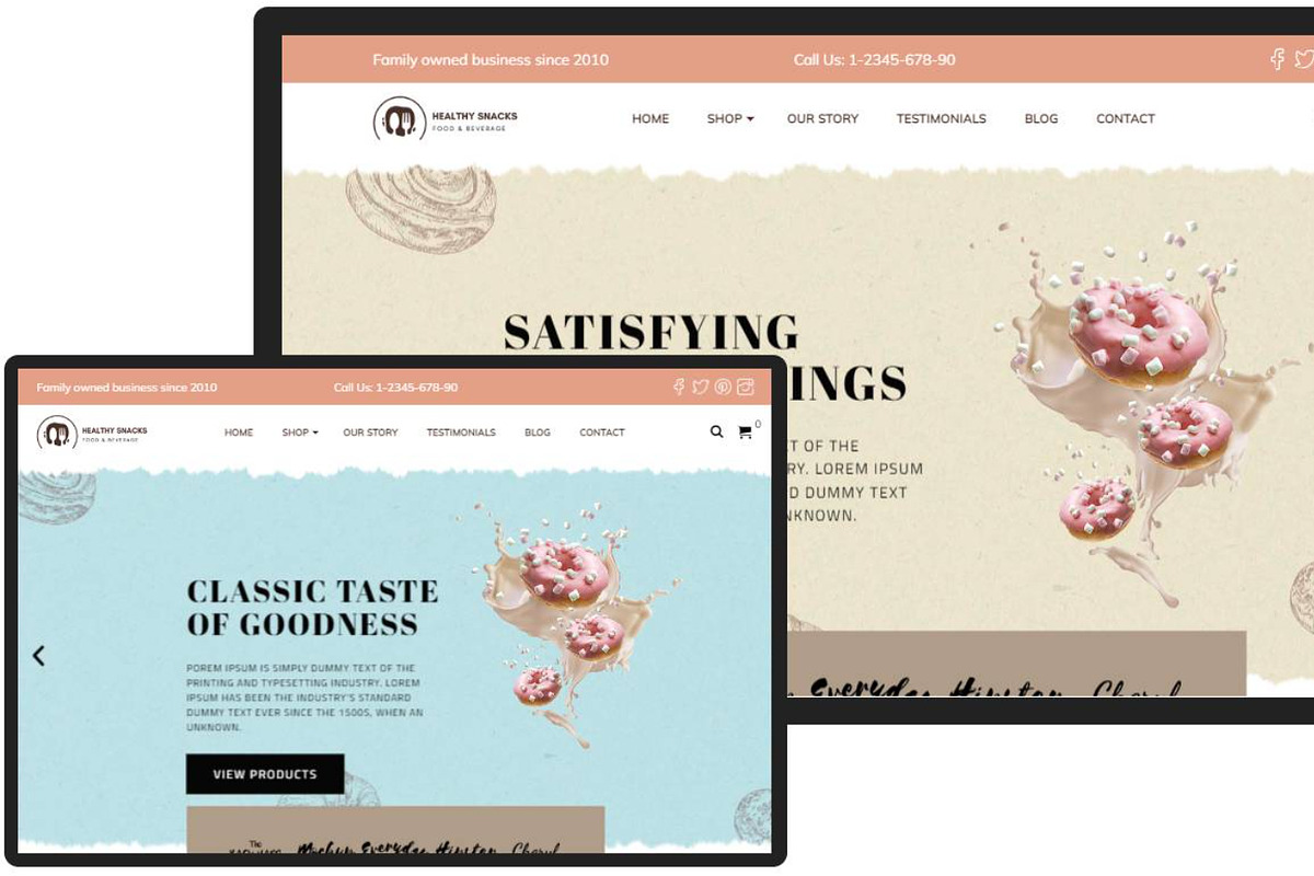 Food & Restaurant WordPress Theme - Healthy Snacks preview 2