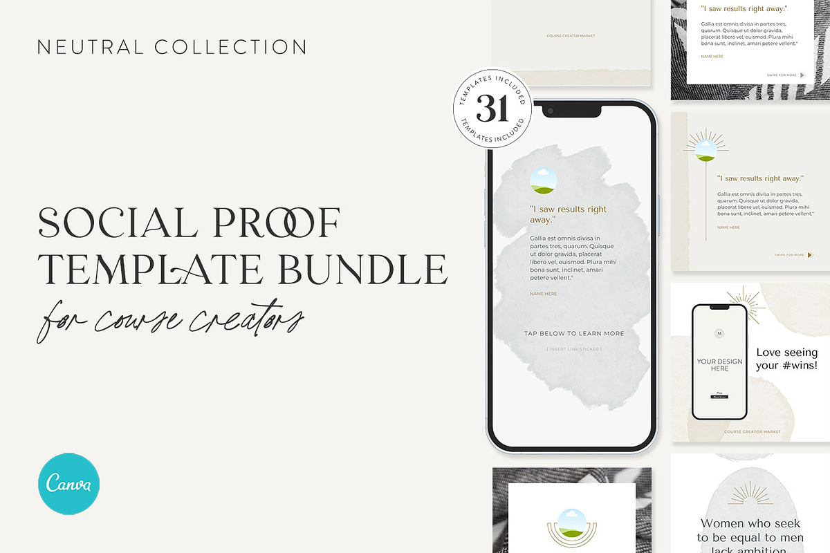 Neutral Social Proof Template Bundle, a Social Media Template by Jessica Rea (Photo 1 of 3)