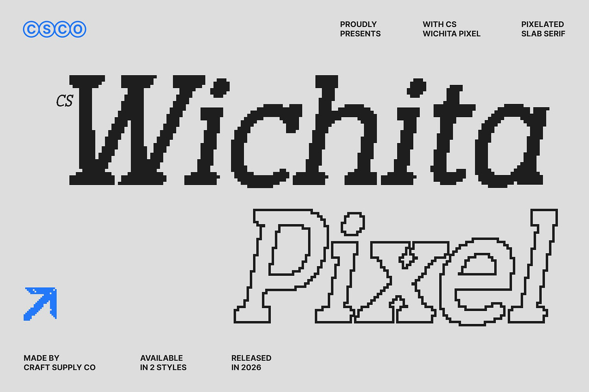 CS Wichita Pixel, a Serif Font by Craft Supply Co. (Photo 1 of 8)