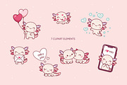 Valentine's day axolotl clipart, an Illustration by SurfaceStories (Thumbnail 2 of 6)