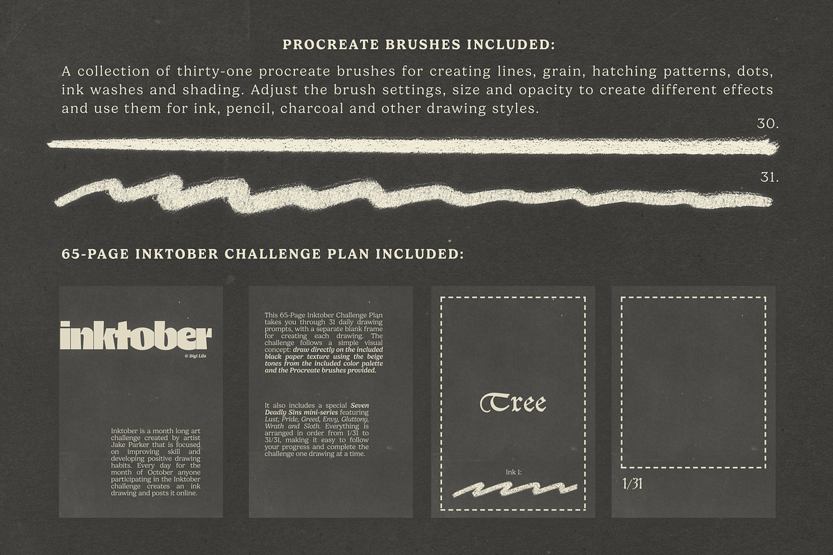 The Inktober Challenge Procreate Kit, a Brush Add-On by Digi Life (Photo 7 of 9)