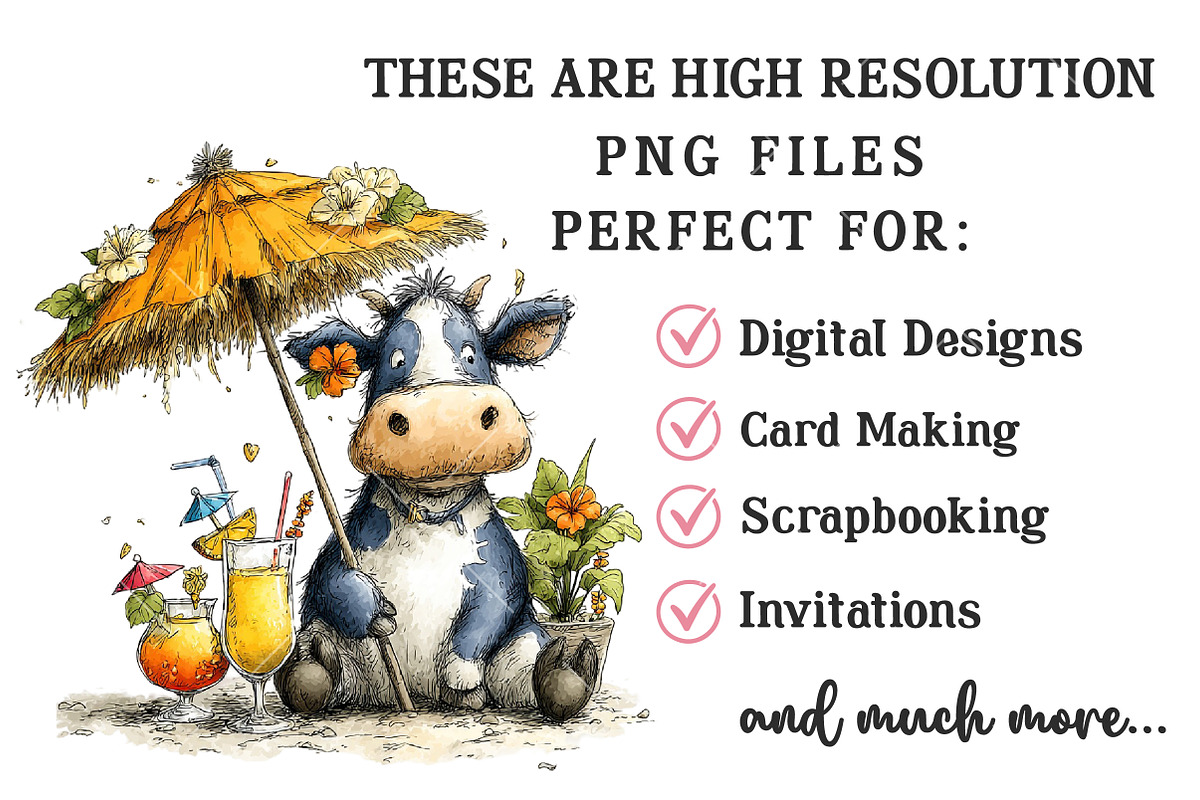 Summer Cow PNG Clipart, a Seasonal Illustration by OK Design (Photo 6 of 6)