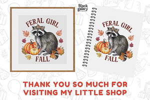 Vintage Raccoon Feral Girl Fall PNG