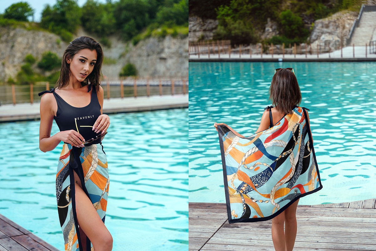 Silk Sarong Pareo Mockup Set, a Bottom Mockup by creatsy5 (Photo 5 of 6)