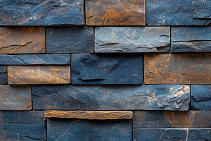 Blue and brown stone wall texture ba, a Background Photo by Pixeness Studio