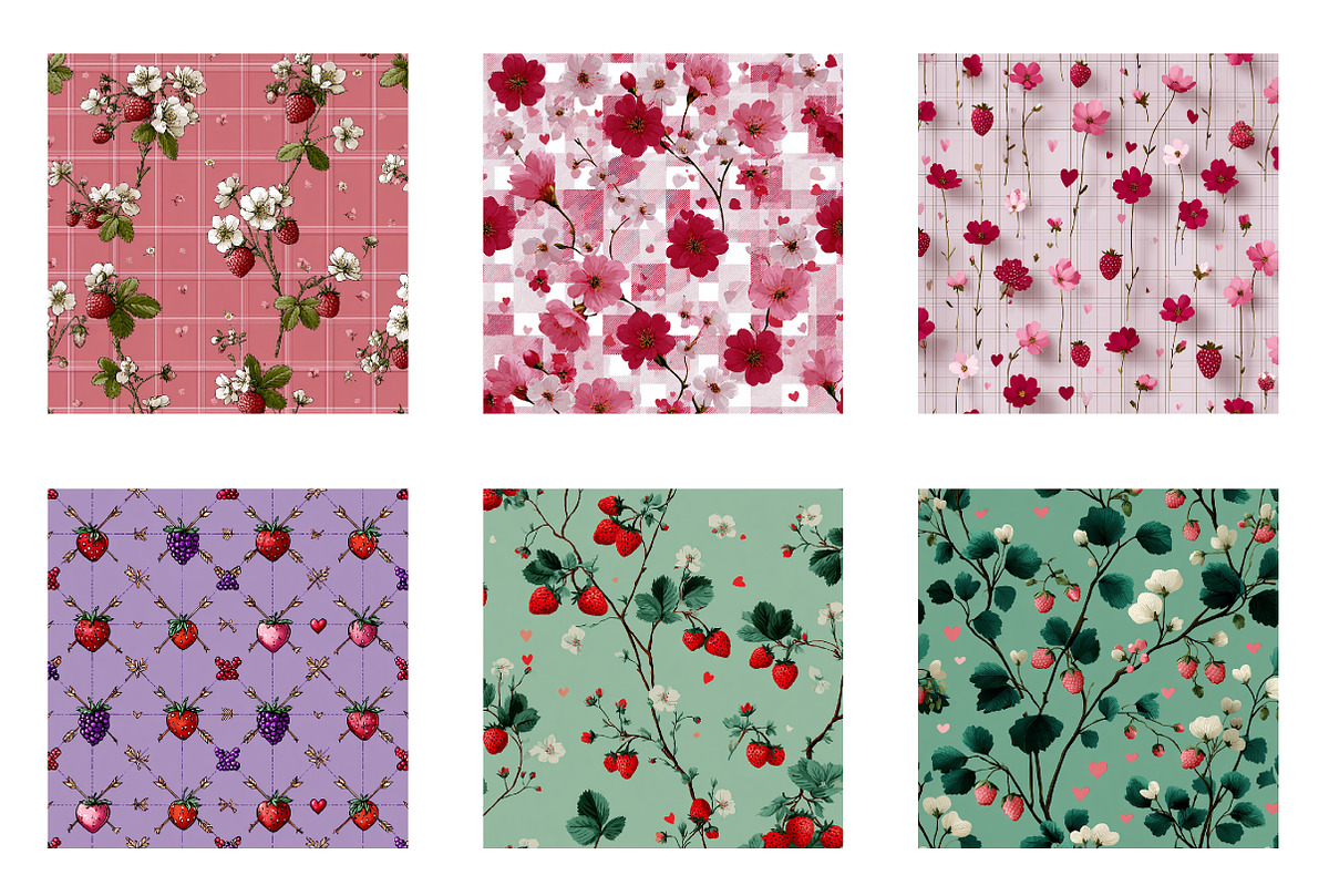 Valentines Strwberry Digital Papers, an Illustration by Designworld (Photo 2 of 4)