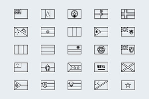 Simplified Outline World Flags