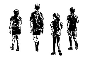 Group of kids with summer clothes walking, a Person Illustration by DanFLCreativo