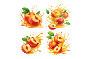 Juice peach cartoon concepts, a Food Illustration by Onyx