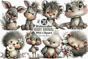 Watercolor Baby Animal PNG Clipart, an Illustration by Canvas Craft