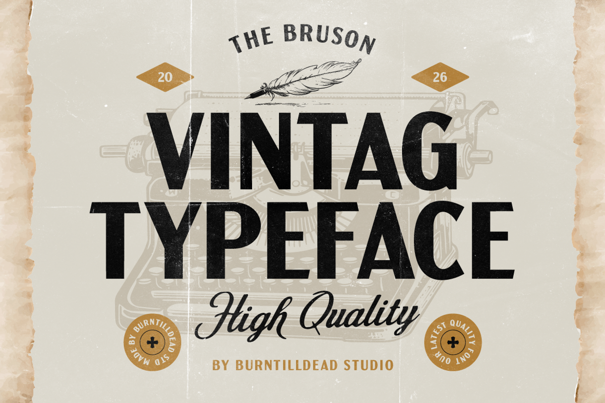 Brunson - Vintage Sans Serif, a Sans Serif Font by Burntilldead (Photo 12 of 12)