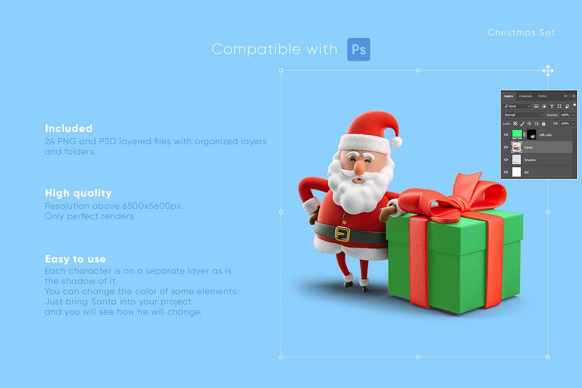 Santa Claus. Christmas Set., a Decorative Illustration by Best Pixels™ (Photo 4 of 8)