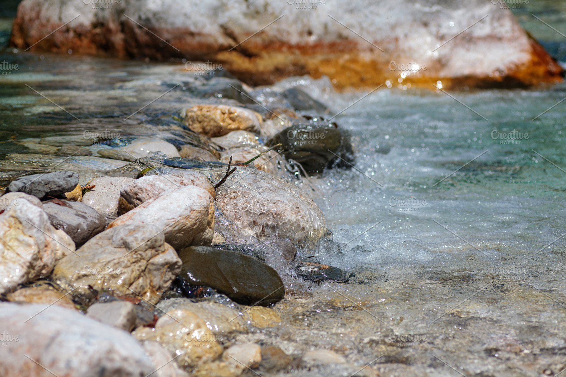Boulders and stones in the river bed of the Soca river, Bovec, Slovenia,, a Nature Photo by Bepslabor