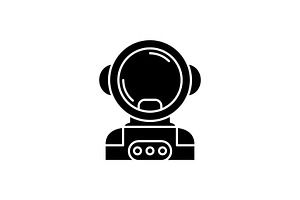 Cosmonaut In Space Black Icon