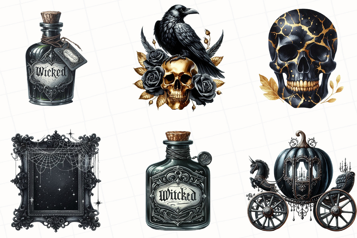 Luxury Black Halloween Clipart, an Illustration by OK Design (Photo 4 of 5)