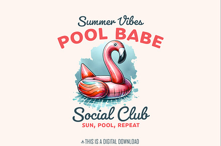Cute Pool Babe PNG Summer Sublimatio, an Illustration by SharpMarketplace
