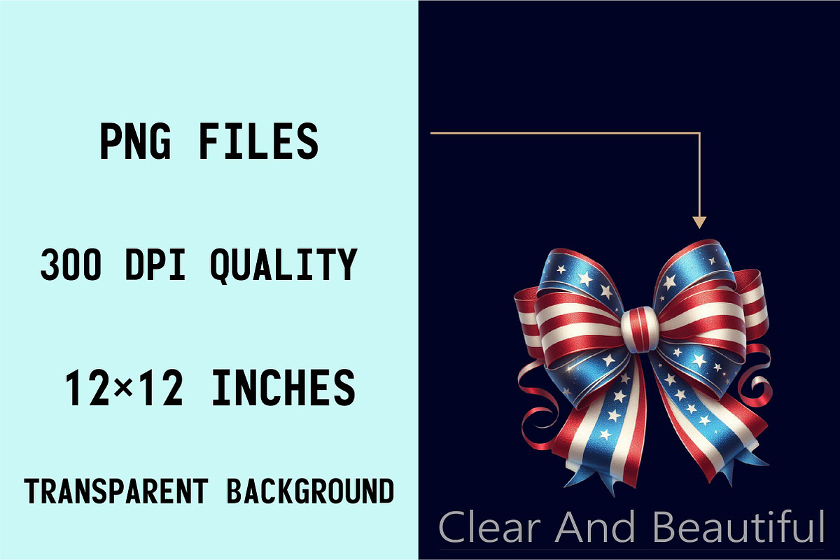 4th of July Bow Sublimation Clipart, an Illustration by SVGArt (Photo 8 of 8)