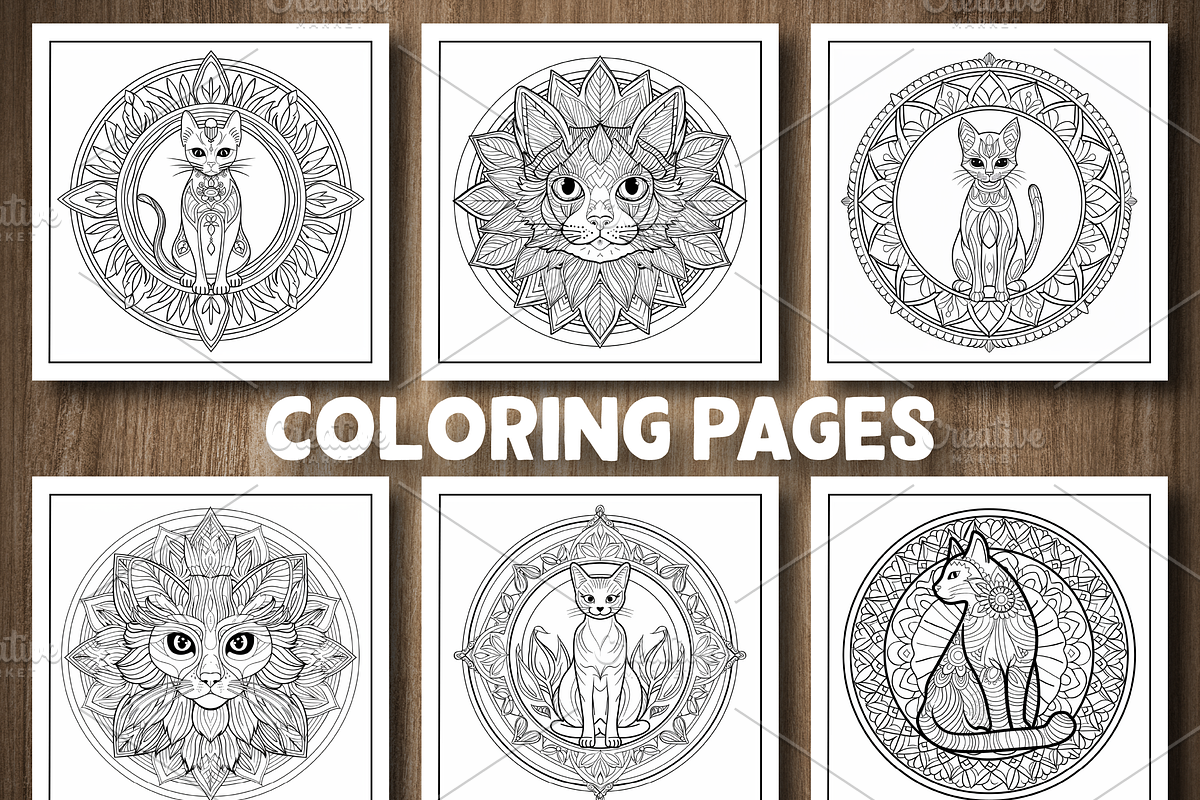 Mandala Cat Coloring Pages, an Animal Illustration by Design Station (Photo 4 of 5)
