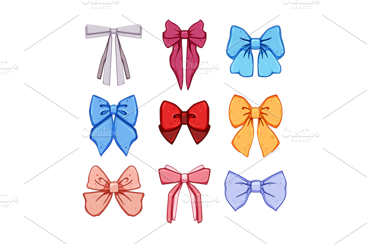 hair ribbon set cartoon vector, an Object Illustration by pikepicture