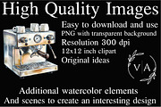 Watercolor Coffee Shop Clipart, an Illustration by Craft Nest (Thumbnail 4 of 5)